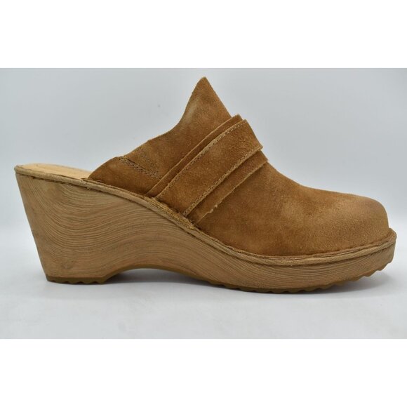 Born Womens 11 Nola Tan Camel Distressed Leather Slip On Platform Clogs Mules - Picture 8 of 15